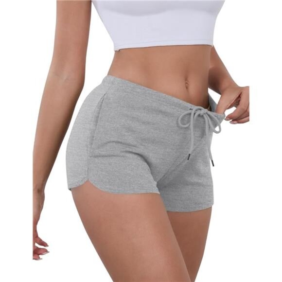 Women Comfy Workout Athletic Dolphin Shorts Grey - Picture 1 of 5